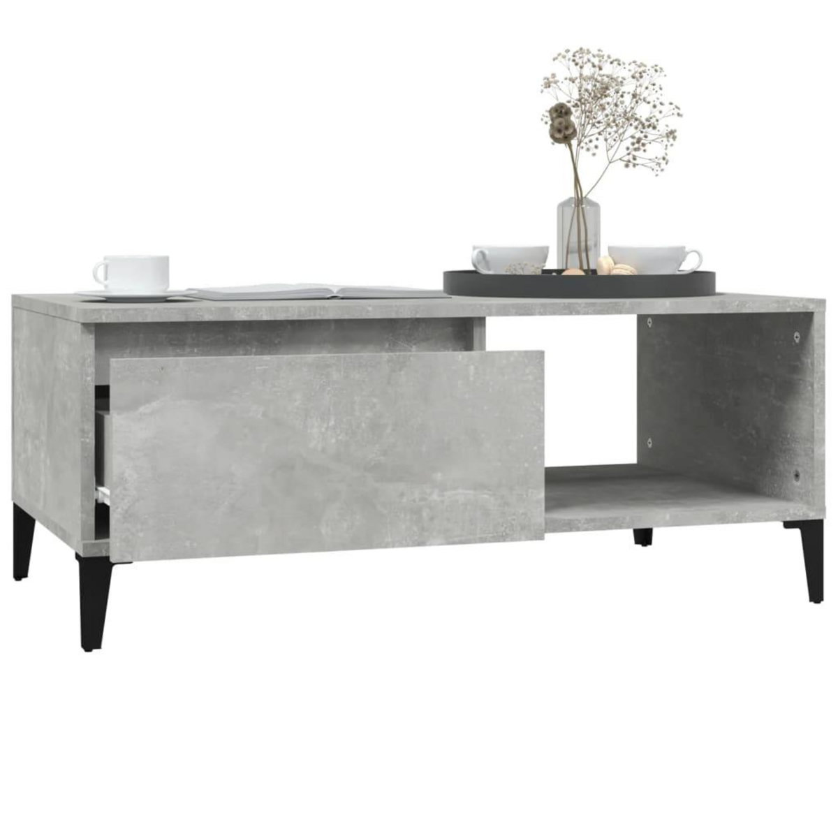 VIDAXL Table basse Gris beton 90x50x36,5 cm Bois d'ingenierie