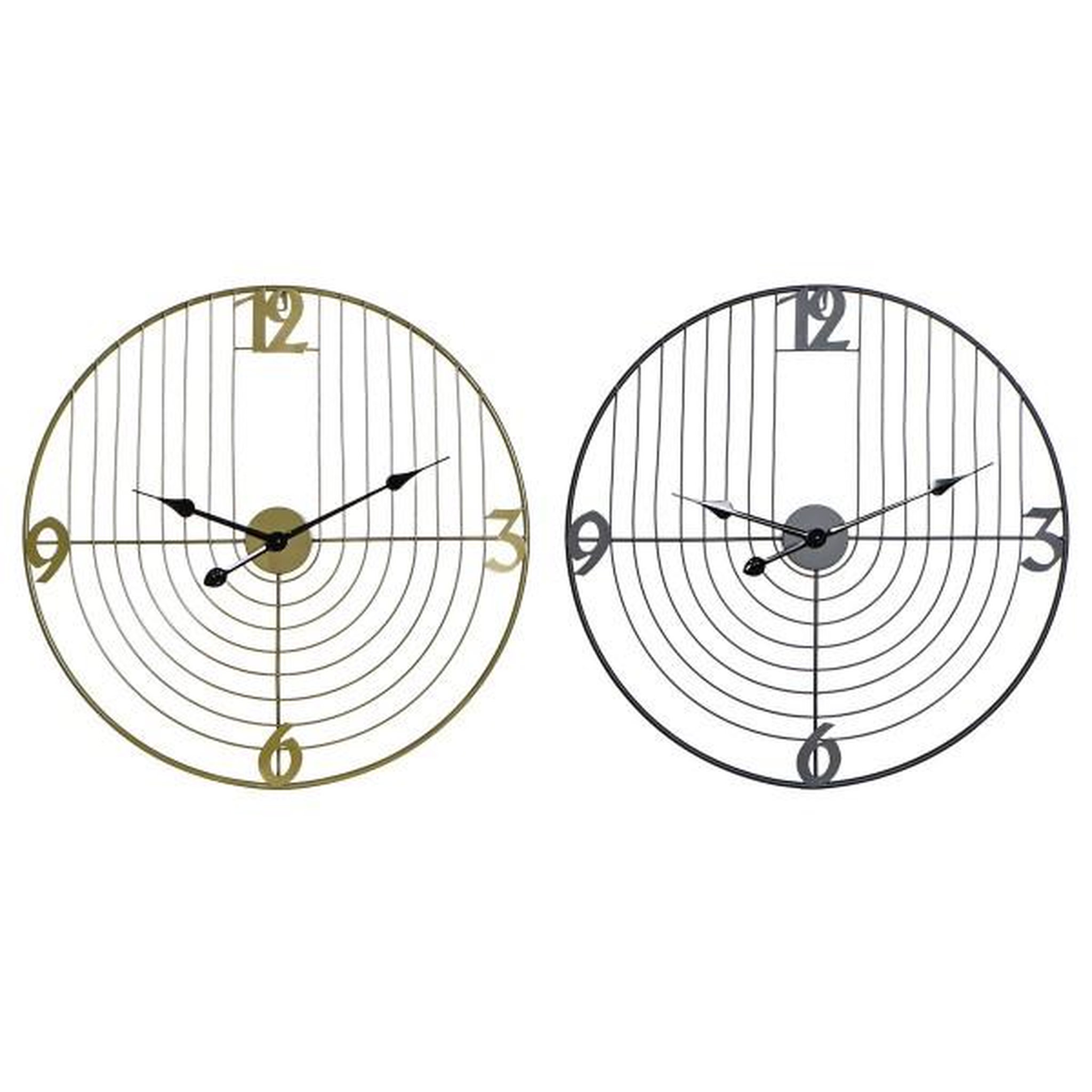 Voir la diapositive 1 : AAAAA Horloge Murale DKD Home Decor Noir Doré Métal 60 x 3 x 60 cm Moderne (2 Unités)