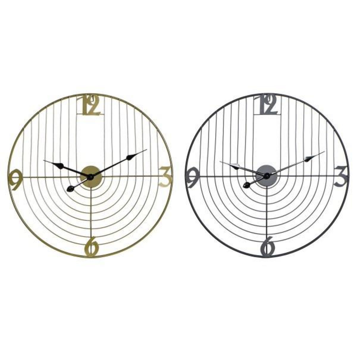 AAAAA Horloge Murale DKD Home Decor Noir Doré Métal 60 x 3 x 60 cm Moderne (2 Unités)