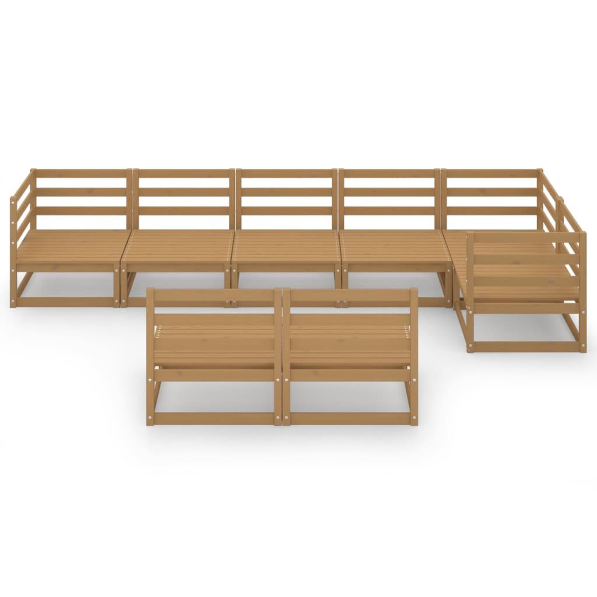 Voir la diapositive 3 : VIDAXL Salon de jardin 8 pcs marron miel bois de pin massif
