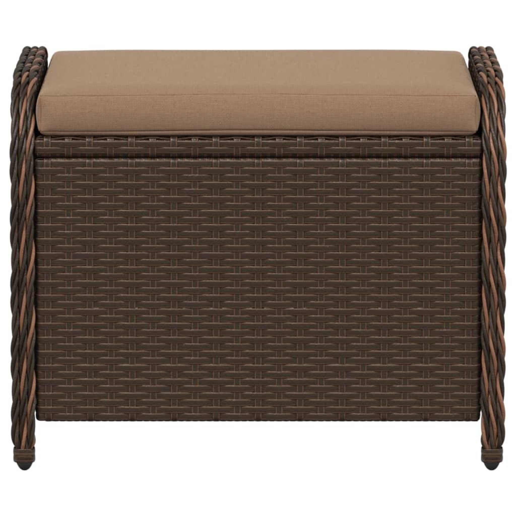 Voir la diapositive 4 : VIDAXL Tabouret de jardin avec coussin brun 58x46x46 cm resine tressee