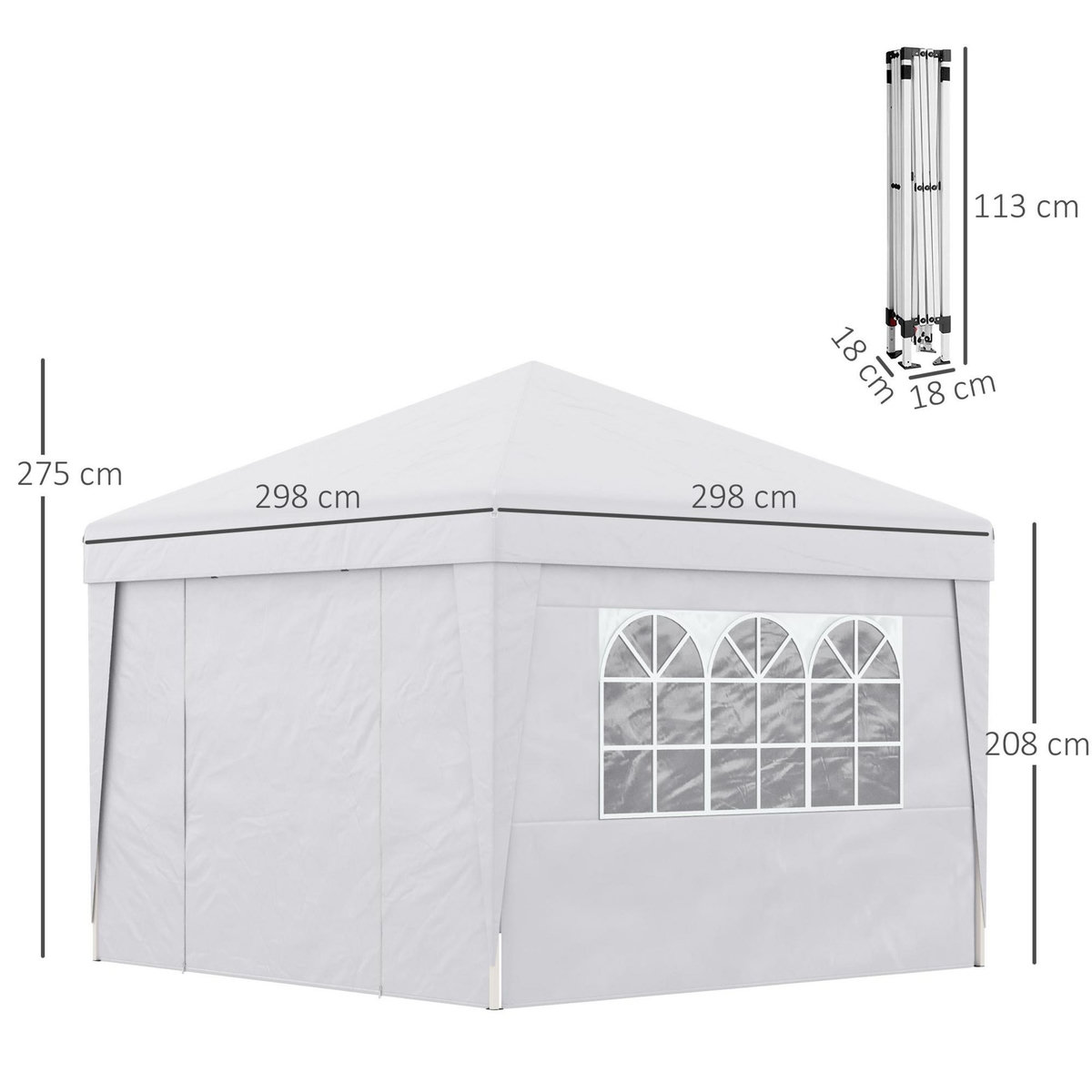 OUTSUNNY Tonnelle barnum pop-up 3 x 3 x 2,75 m anti-UV 30+ sac transport et lestage inclus blanc