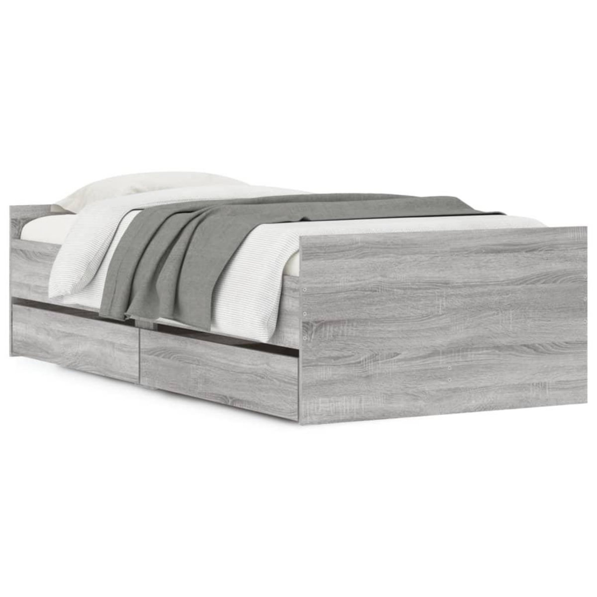 VIDAXL Cadre de lit avec tiroirs sans matelas sonoma gris 90x190 cm