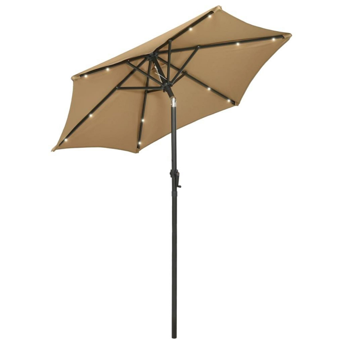 VIDAXL Parasol de jardin avec lumieres LED taupe 200x211 cm aluminium