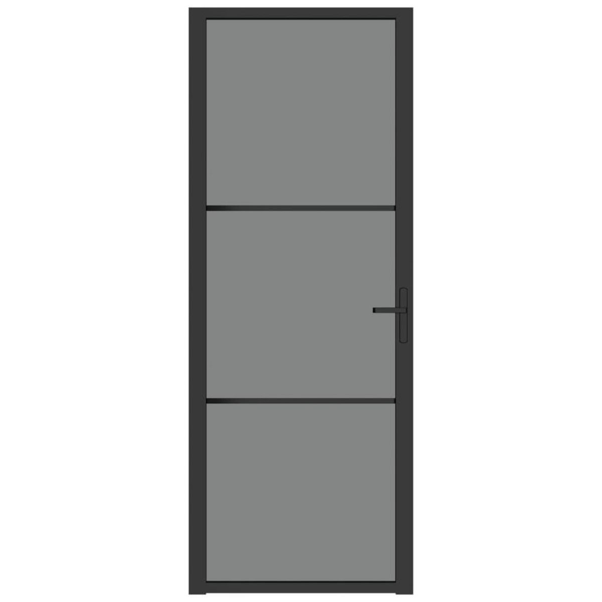 VIDAXL Porte interieure 76x201,5 cm Noir Verre ESG et aluminium