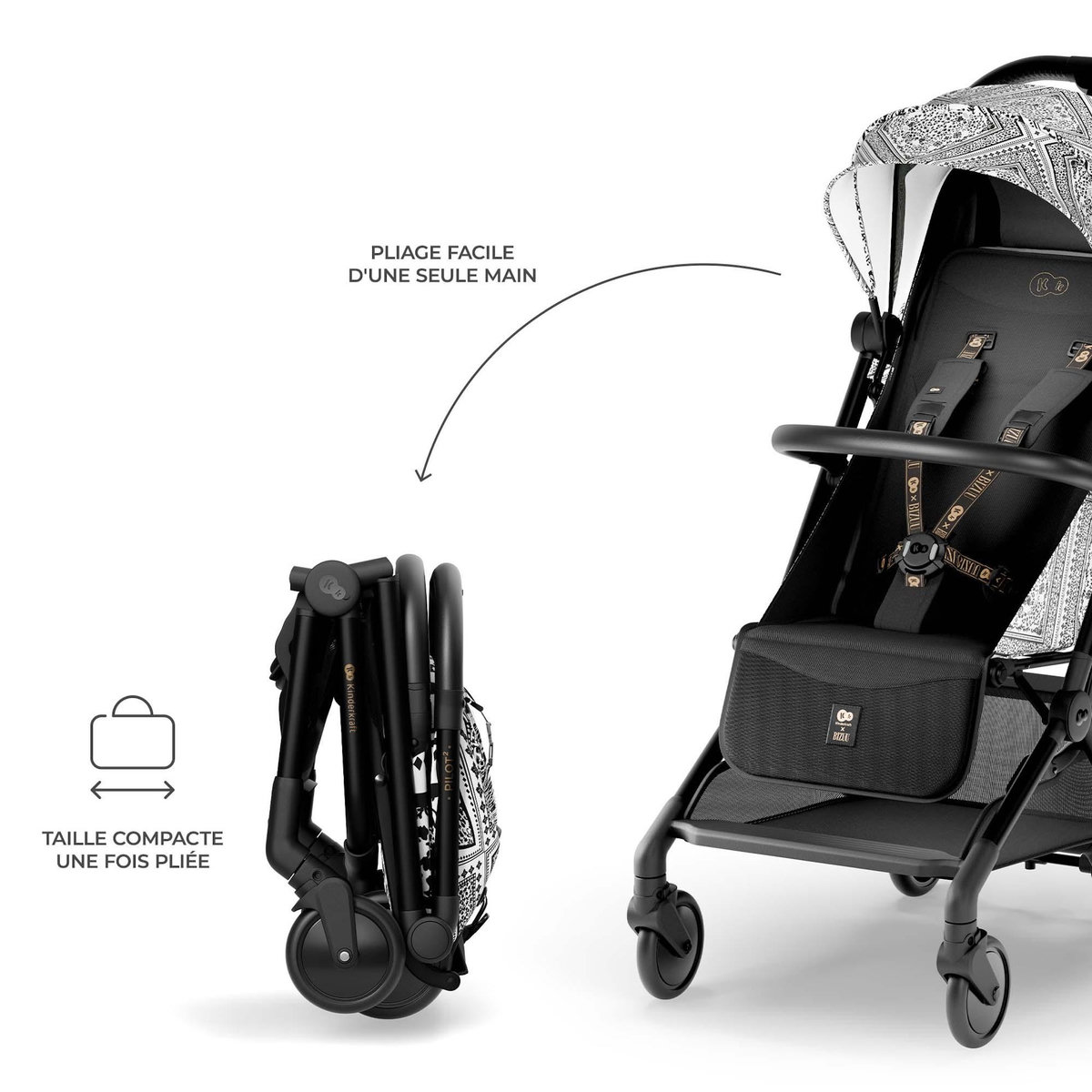 KINDERKRAFT Poussette compacte et facile à plier pour voyages et déplacements