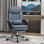 Voir la diapositive 2 : VINSETTO Fauteuil de bureau direction massant chauffant inclinable réglable repose-pied intégré tissu technique bleu