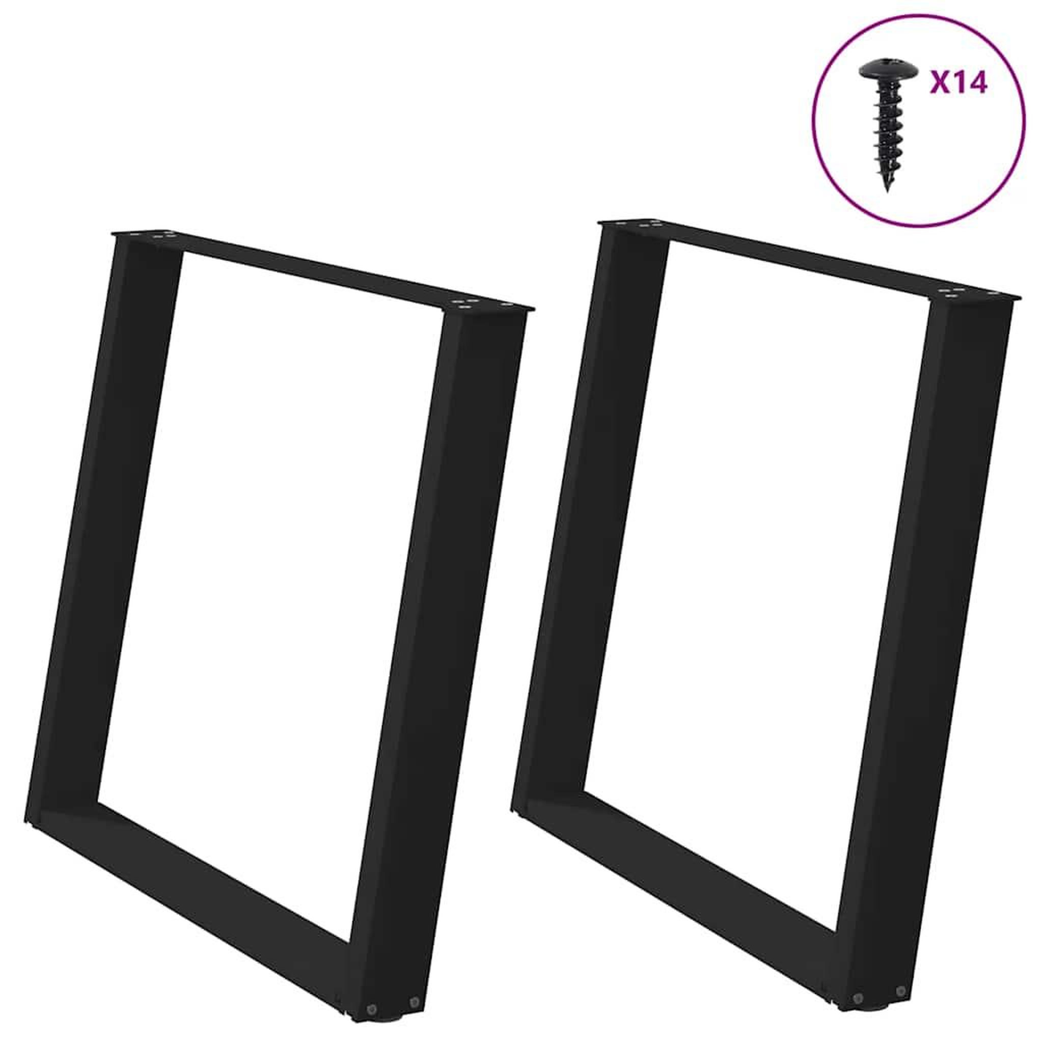 VIDAXL Pieds de table a manger forme de U 2 pcs noir 90x(72-73) cm