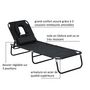 Voir la diapositive 4 : HOMCOM Transat de jardin chaise longue pliante bain de soleil pour lecture noir