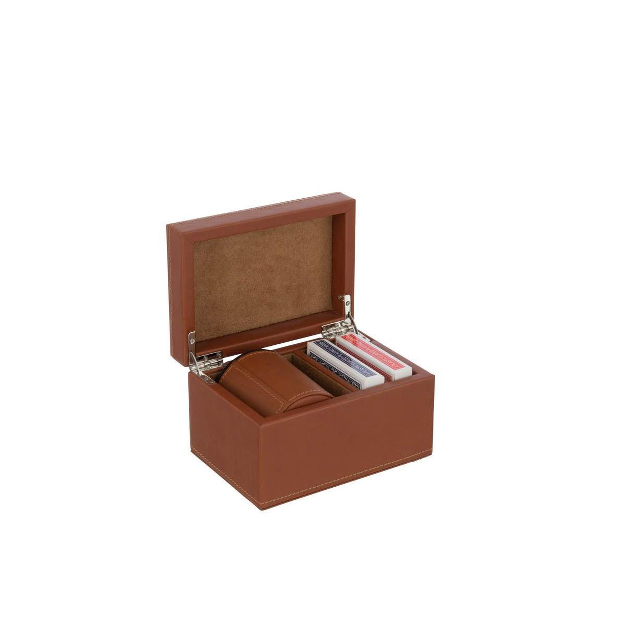 Voir la diapositive 3 : J-LINE Boîte jeux de cartes  ezra  17cm cognac