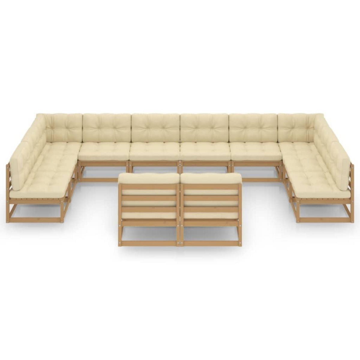 VIDAXL Salon de jardin 12 pcs avec coussins marron miel bois de pin