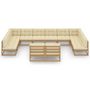 Voir la diapositive 3 : VIDAXL Salon de jardin 12 pcs avec coussins marron miel bois de pin