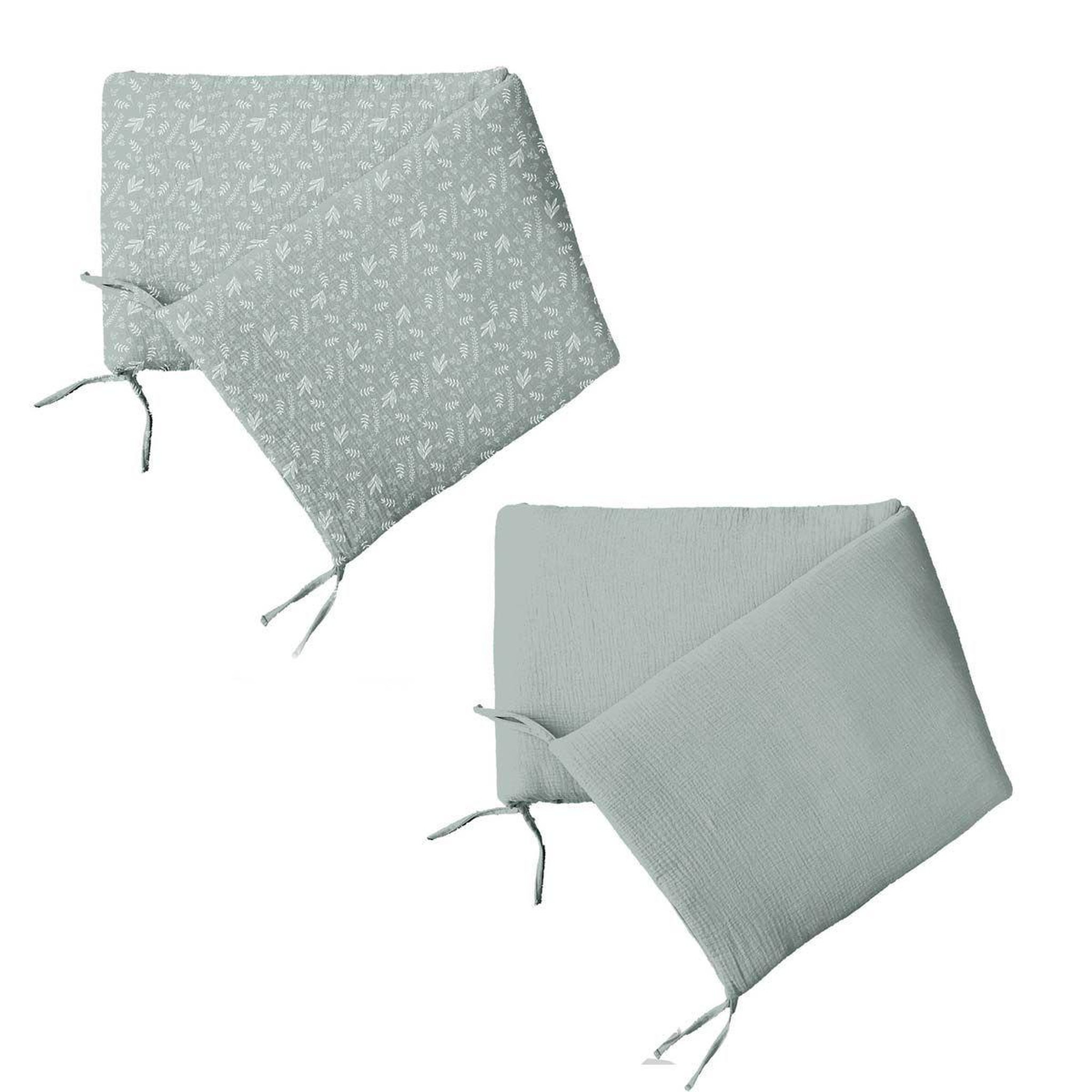 Voir la diapositive 2 : BEBE DOUCEUR Tour de lit bébé  coton  40x180cm vert céladon