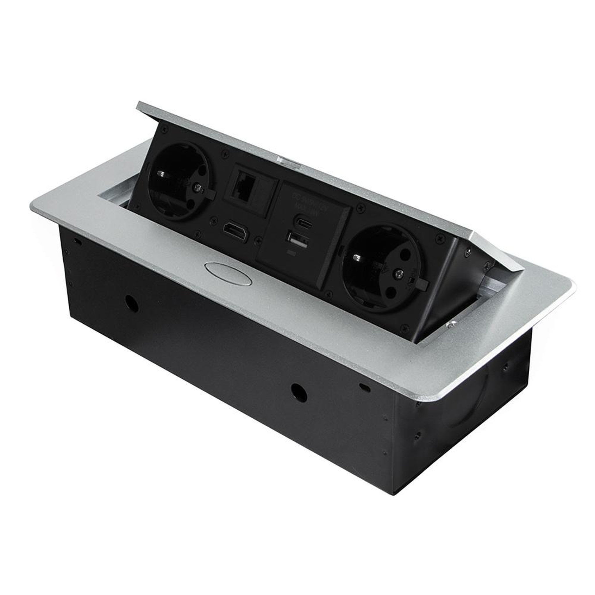 EMUCA SRL Multiconnecteur Atom 26 A+C pour bureau -  EU -  Peint en aluminium -  Acier et Plastique et Zamak.