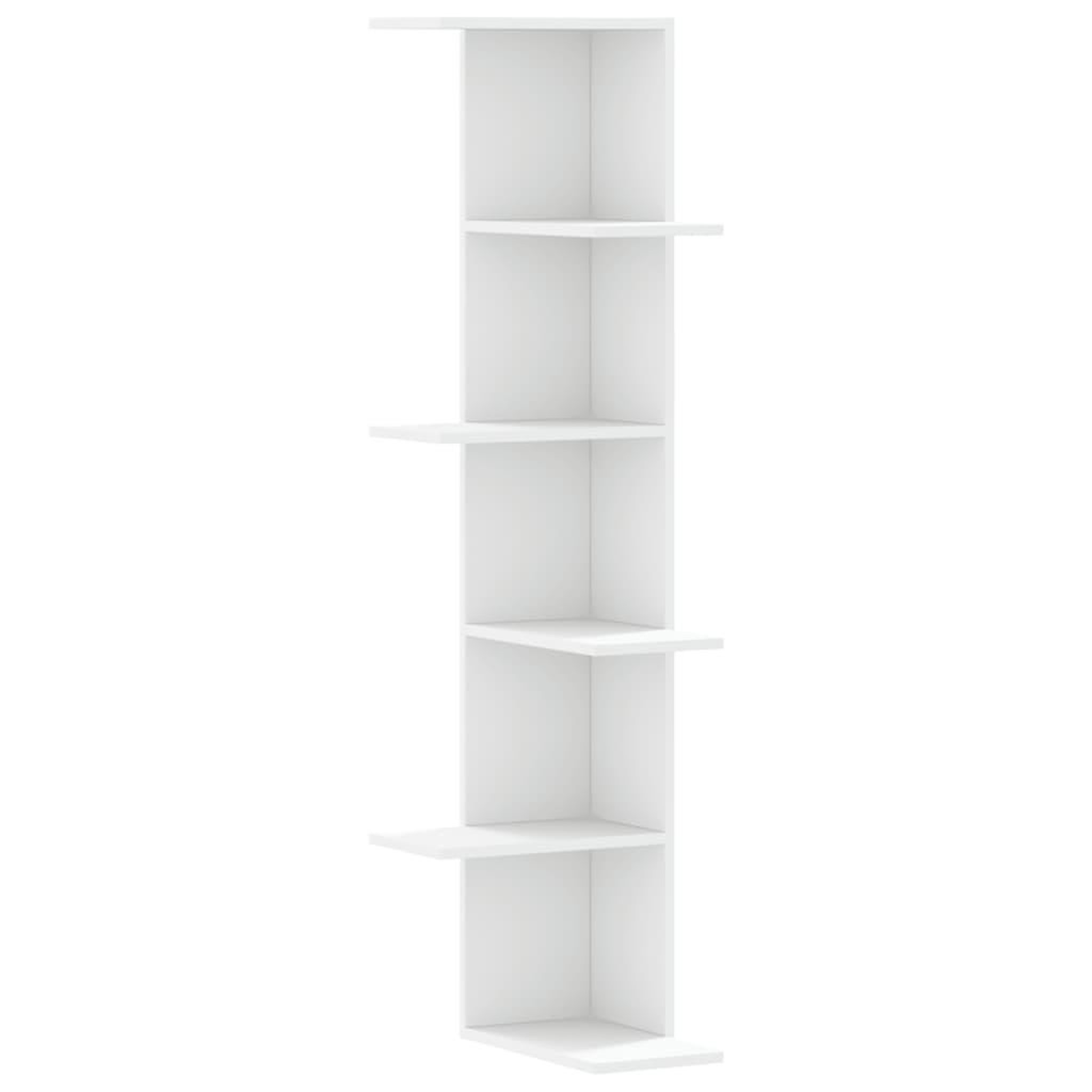 Voir la diapositive 2 : VIDAXL Etagere d'angle murale blanc 36,5x36,5x140 cm bois d'ingenierie