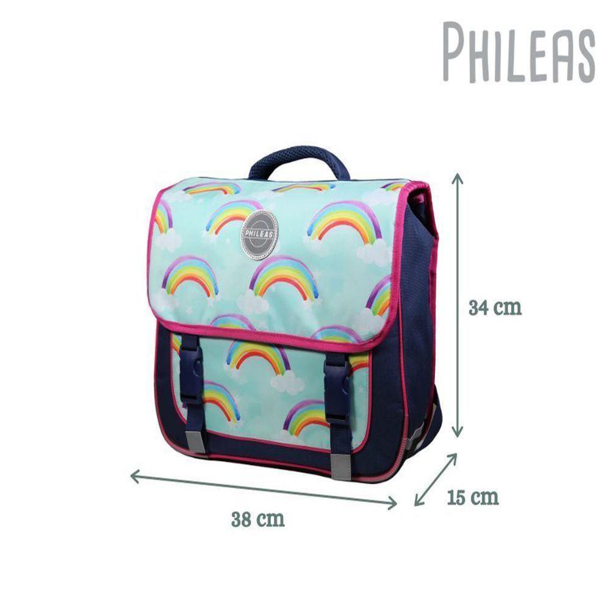 Voir la diapositive 6 : Bagtrotter BAGTROTTER Cartable 38 cm Phileas Arc En Ciel Bleu - Le Plus Confortable des Cartables - Ergonomie/Confort/Sécurité - Système Smart Comfort