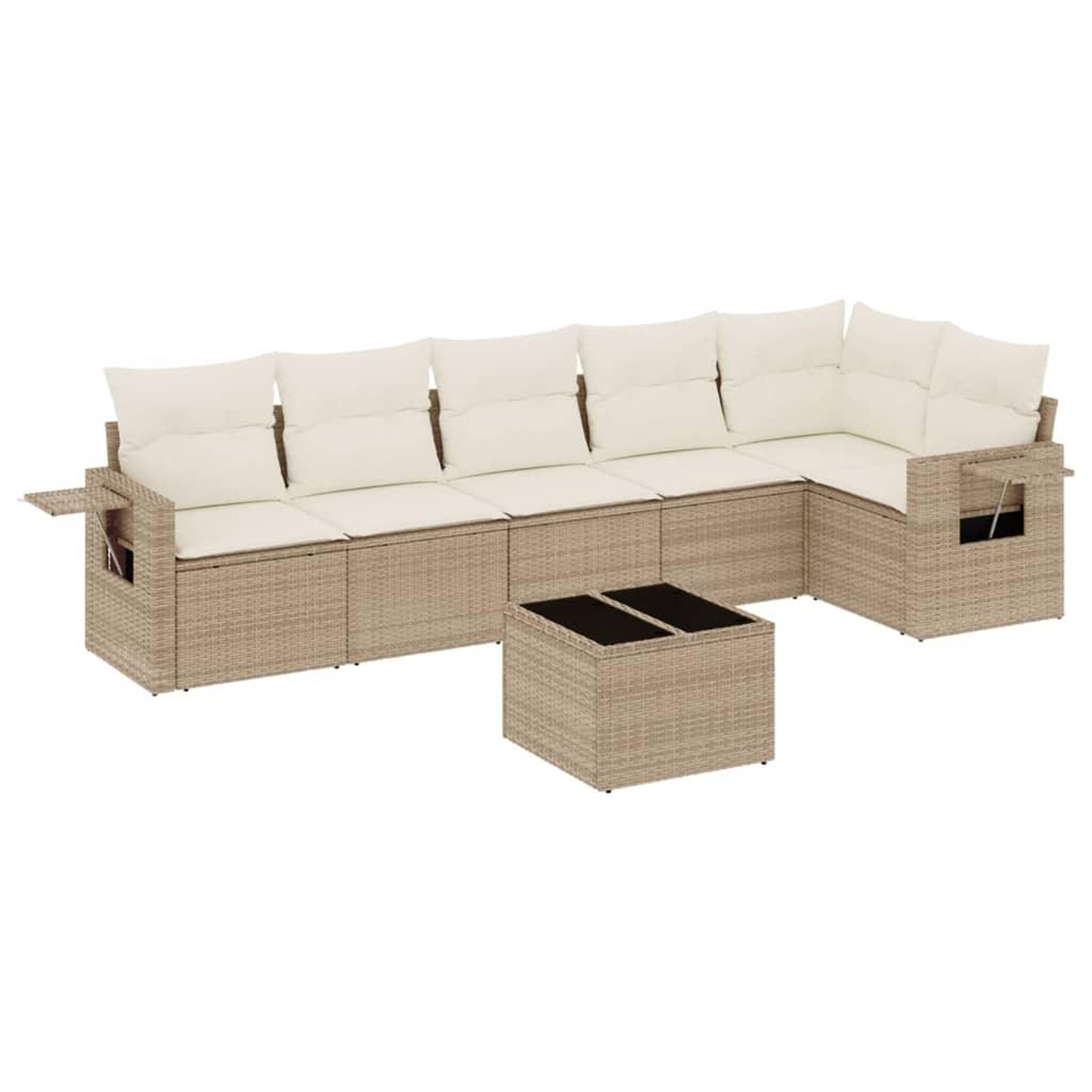 Voir la diapositive 2 : VIDAXL Salon de jardin avec coussins 7 pcs beige resine tressee
