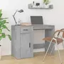 VIDAXL Bureau avec armoire gris beton bois d'ingenierie