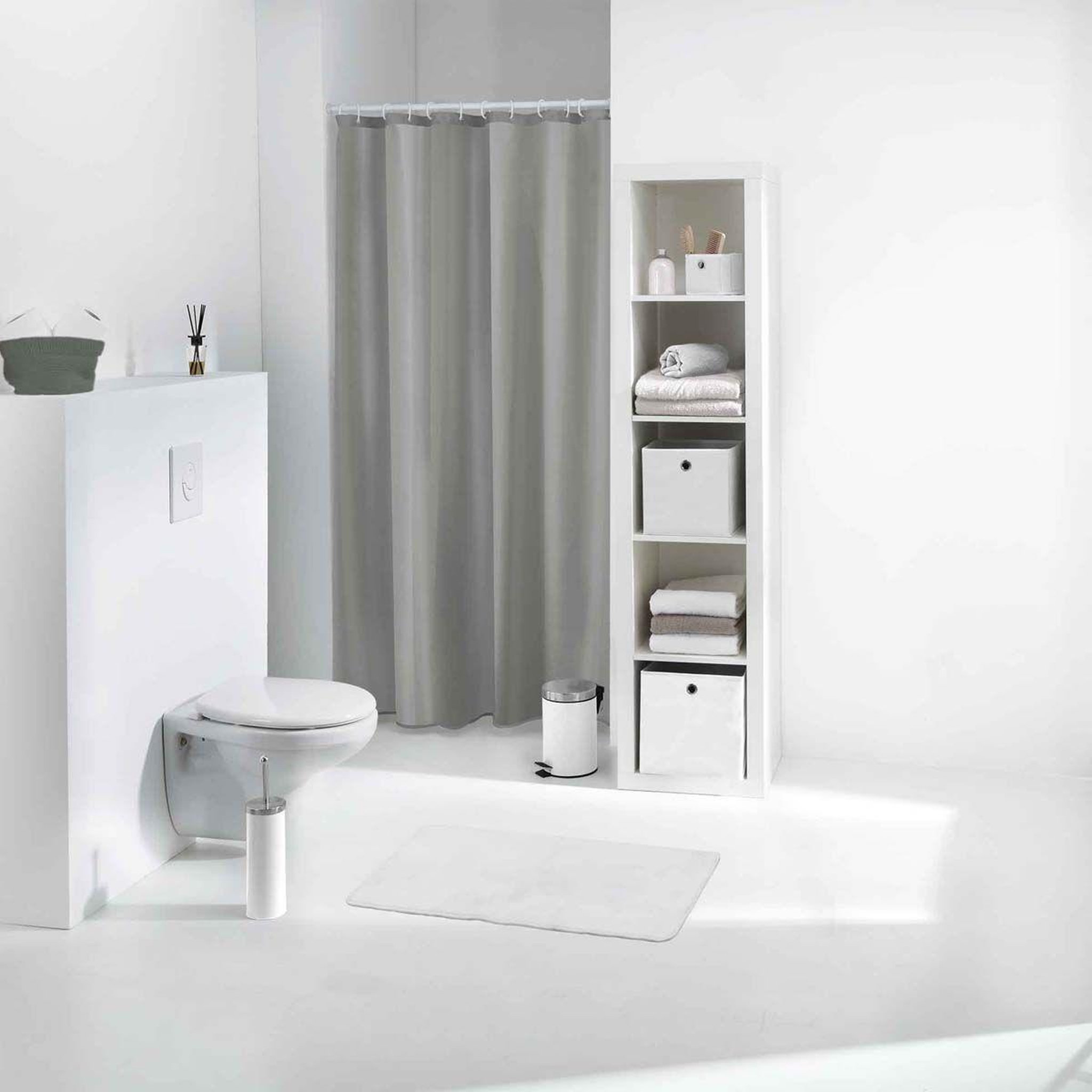 Voir la diapositive 2 : Douceur d'Intérieur Rideau de douche peva  vitamine ii  180x200cm gris clair