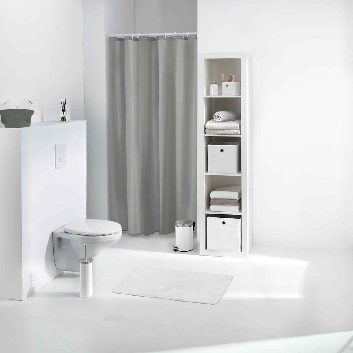 Paris Prix Rideau de Douche PEVA  Vitamine II  180x200cm Gris Clair