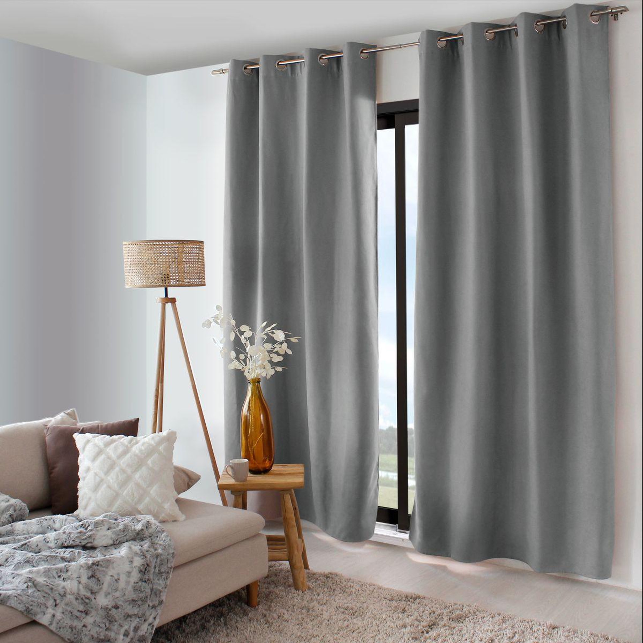 ENJOY HOME Rideau thermique occultant  nordica  135x240cm gris clair