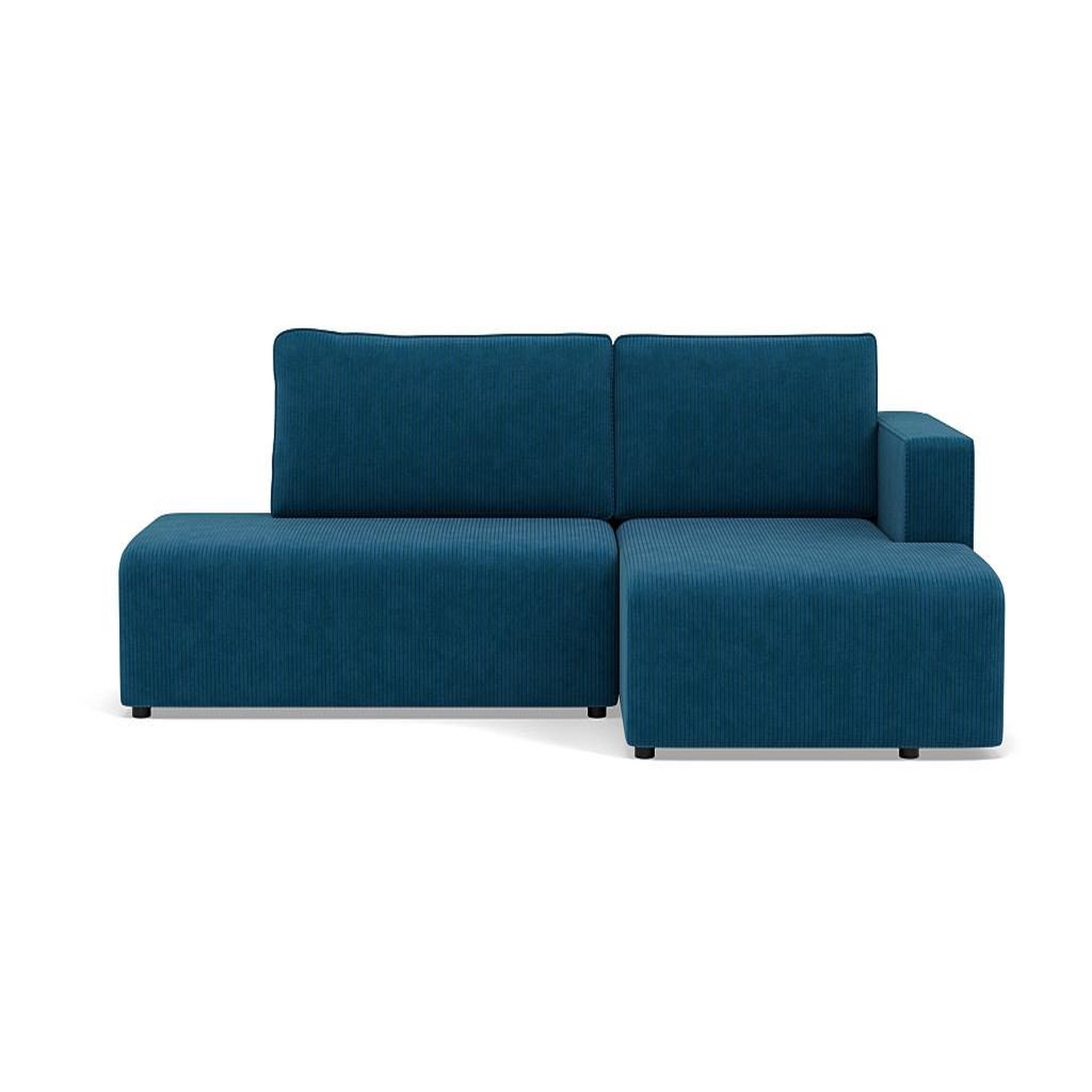 BEST MOBILIER Topaze - canapé d'angle droit 4 places convertible avec coffre en velours côtelé. Coloris disponibles : Vert, Bleu, Noir, Gris, Orange, Beige