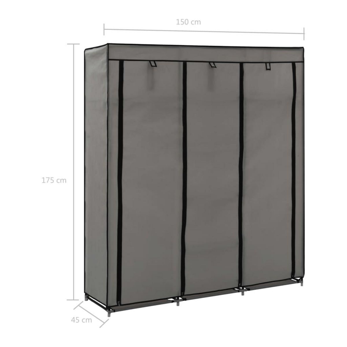 VIDAXL Armoire avec compartiments et barres Gris 150x45x175 cm Tissu