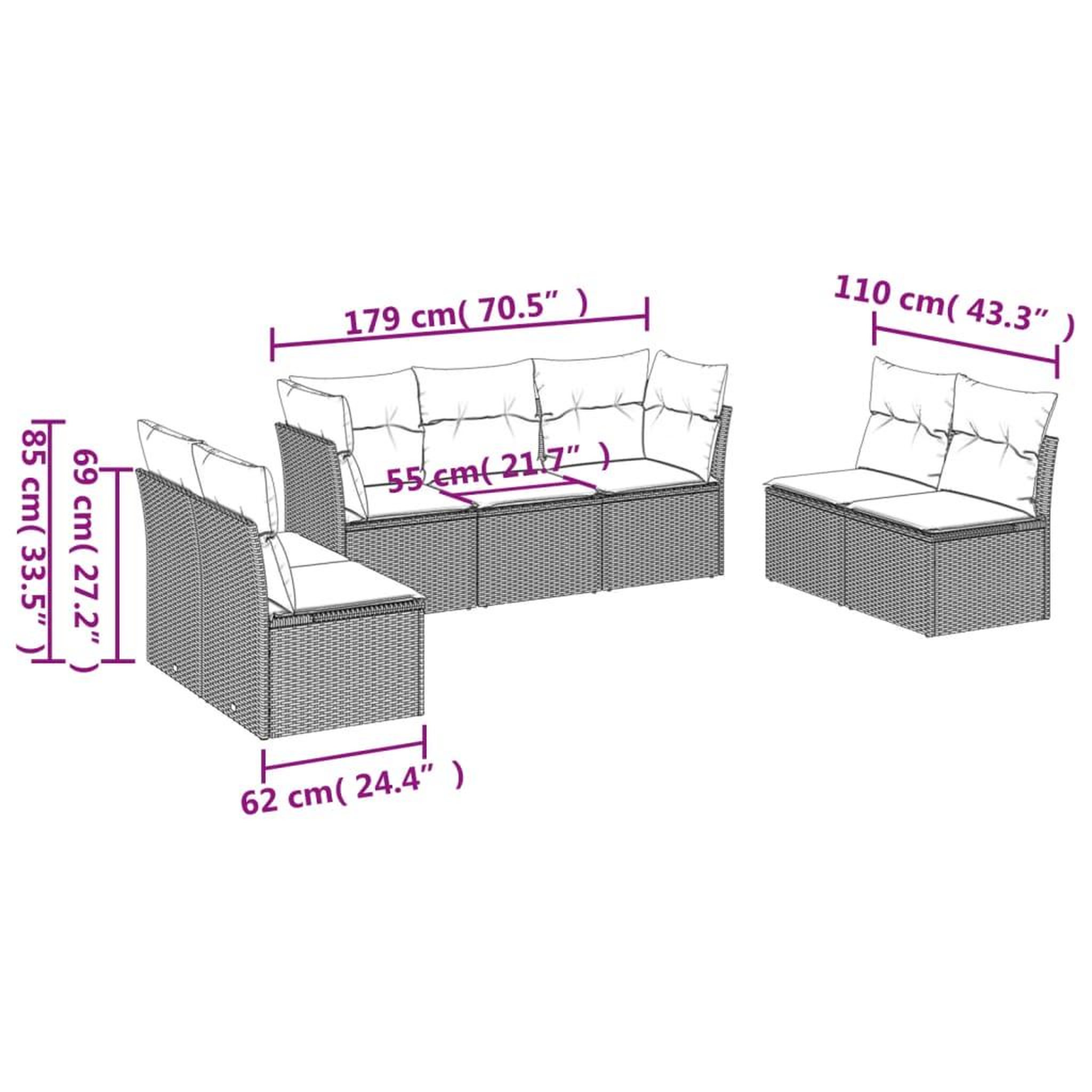 Voir la diapositive 3 : VIDAXL Salon de jardin avec coussins 7 pcs beige resine tressee