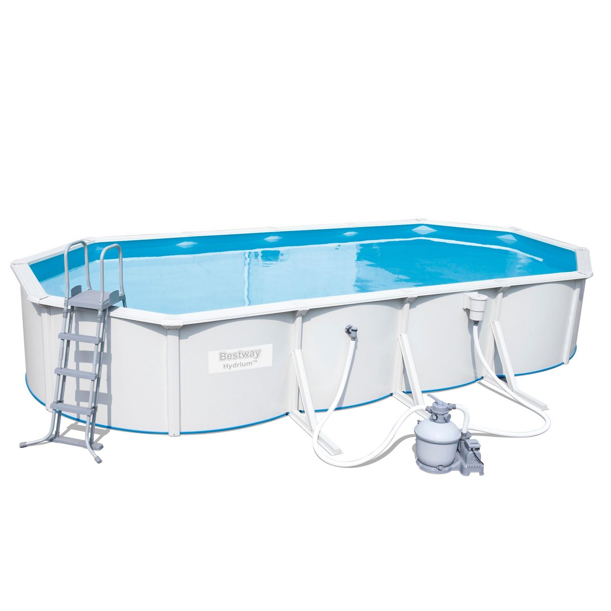 BESTWAY Piscine tubulaire acier ovale 7,47 x 3,60 x H 1,20 m