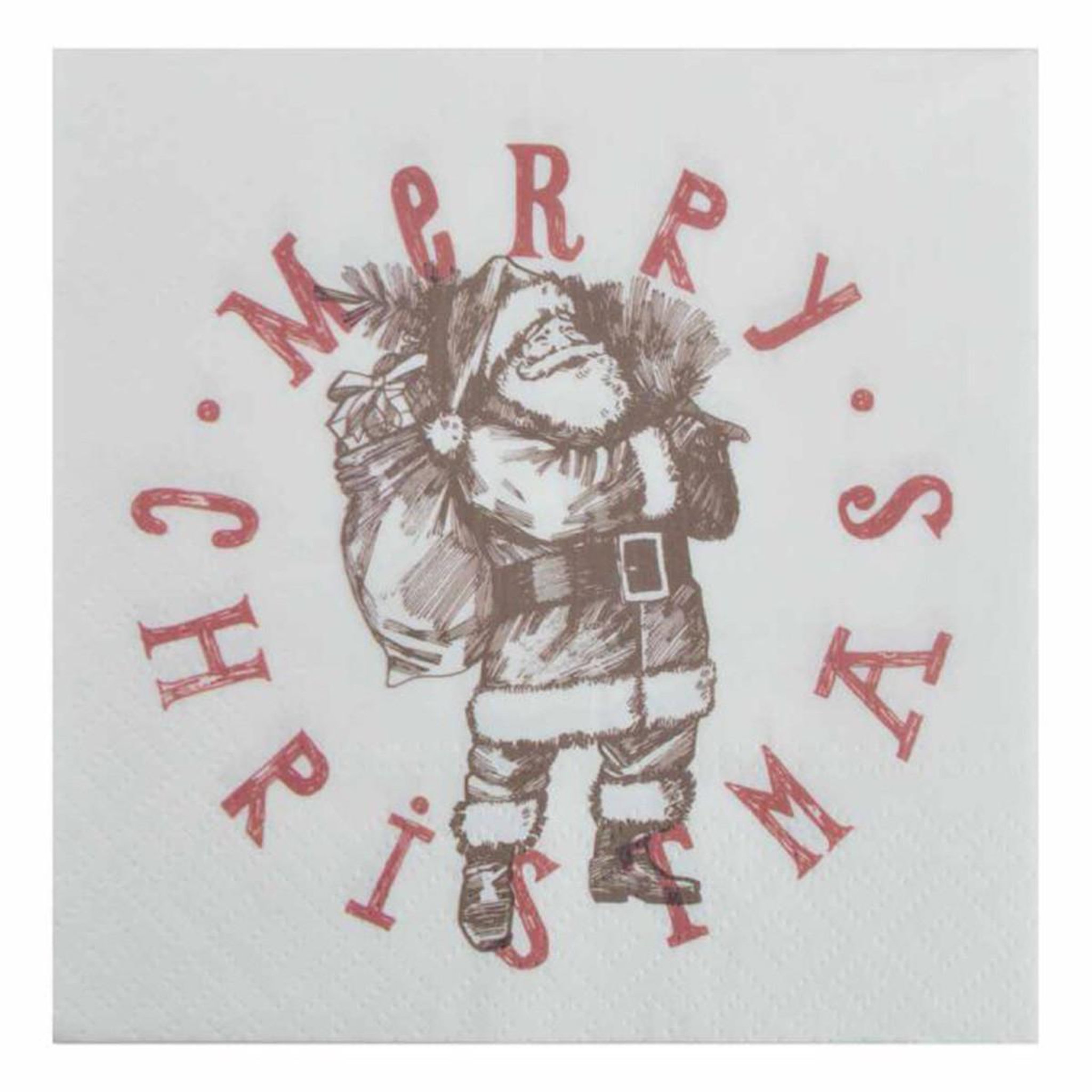 HOMEA Lot de 20 serviettes en papier  père noël  33x33cm blanc
