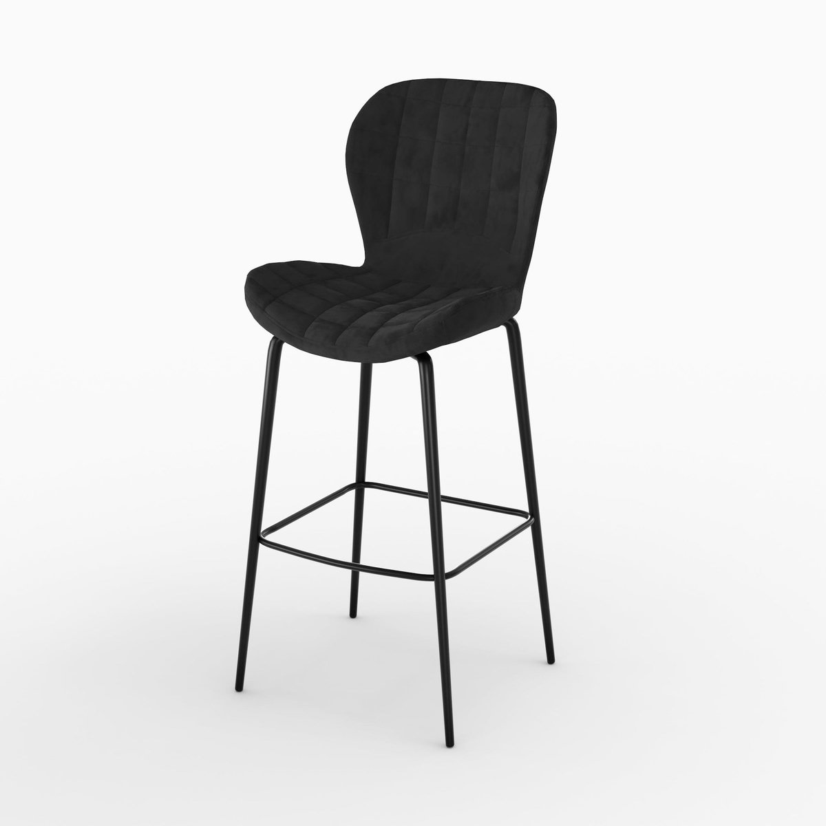 MAISON PAVANE Lot de 2 chaises de bar en velours noir 75 cm-Mazzia