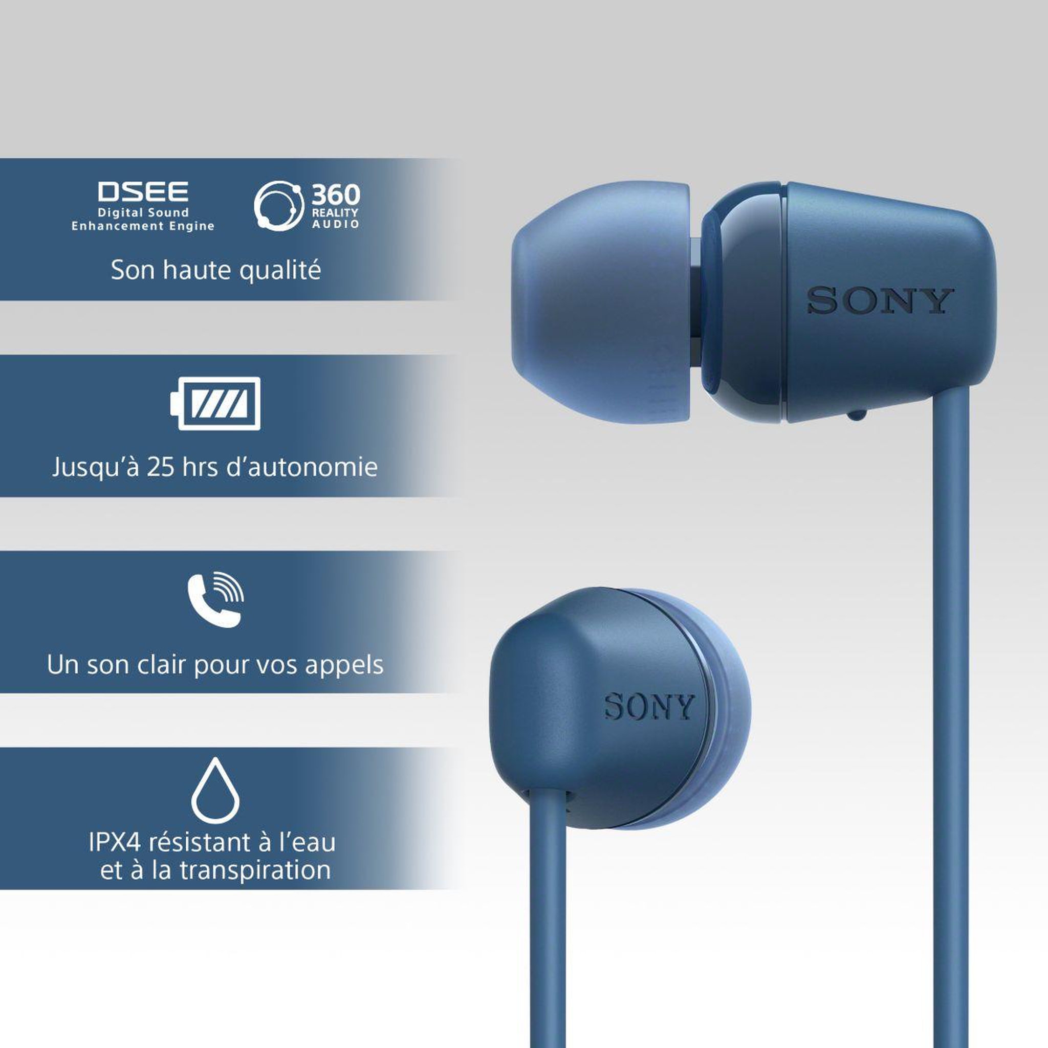 Voir la diapositive 4 : SONY Ecouteurs WIC100 Bleu