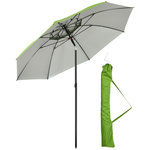 OUTSUNNY Parasol inclinable de jardin parasol de plage rond Ø 185 cm vert