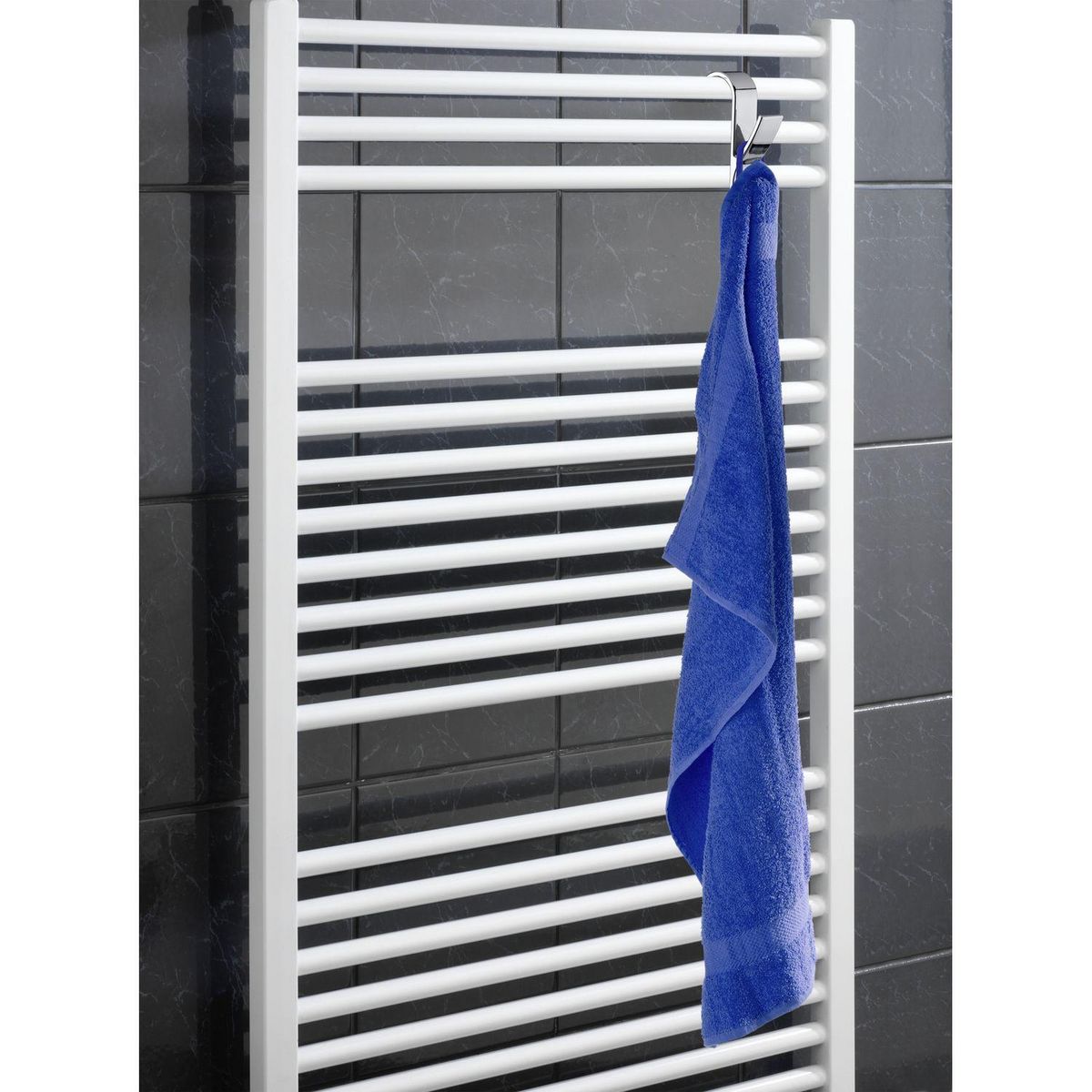 TOILINUX Lot 2x 2 Crochets pour radiateurs sèche-serviettes - Gris chromé