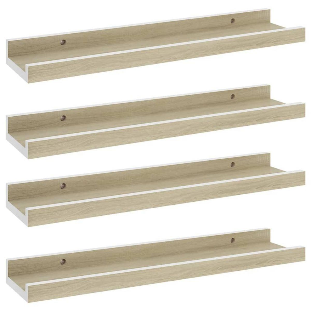 VIDAXL Etageres murales 4 pcs blanc et chene sonoma 40x9x3 cm