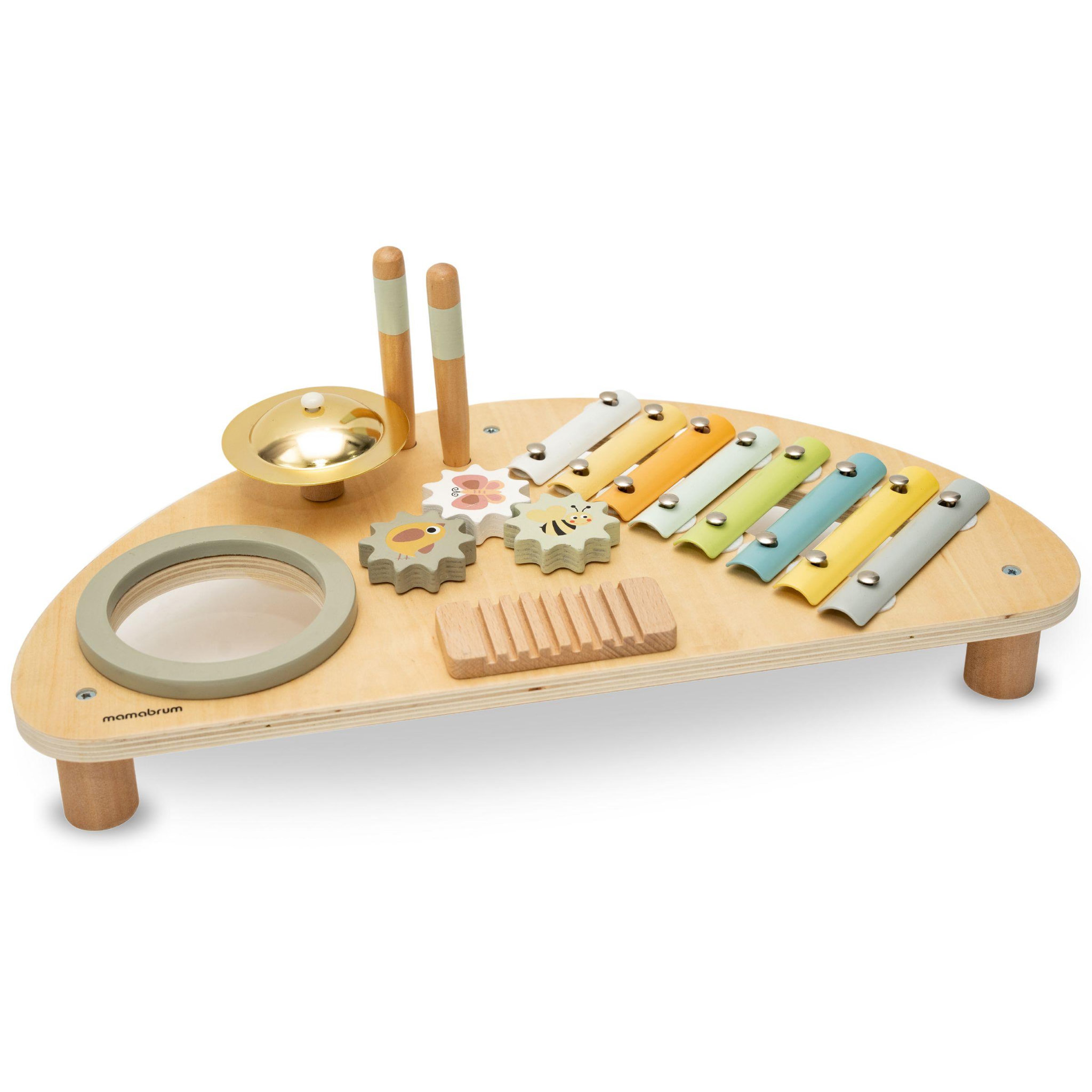 Voir la diapositive 4 : MAMABRUM Jouet D'éveil Music Bébé en Bois - Mamabrum - Xylophone & Tambour - Jouet Montessori