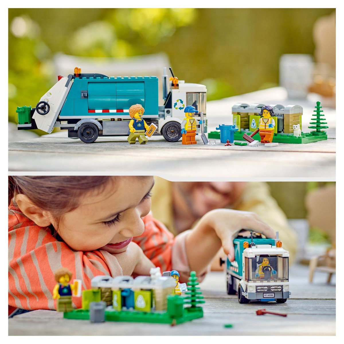 LEGO City 60386 Le camion de recyclage,  Jouet Camion-Poubelle, Jeu Éducatif 