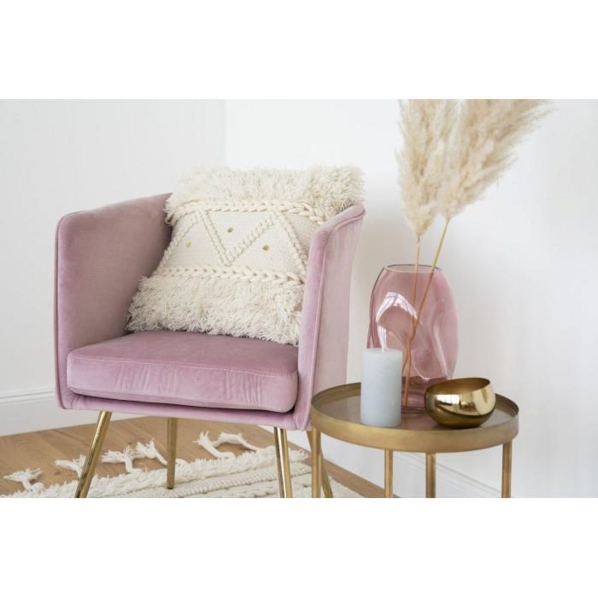 Paris Prix Coussin Tissé à la Main  Bohist  45x45cm Crème