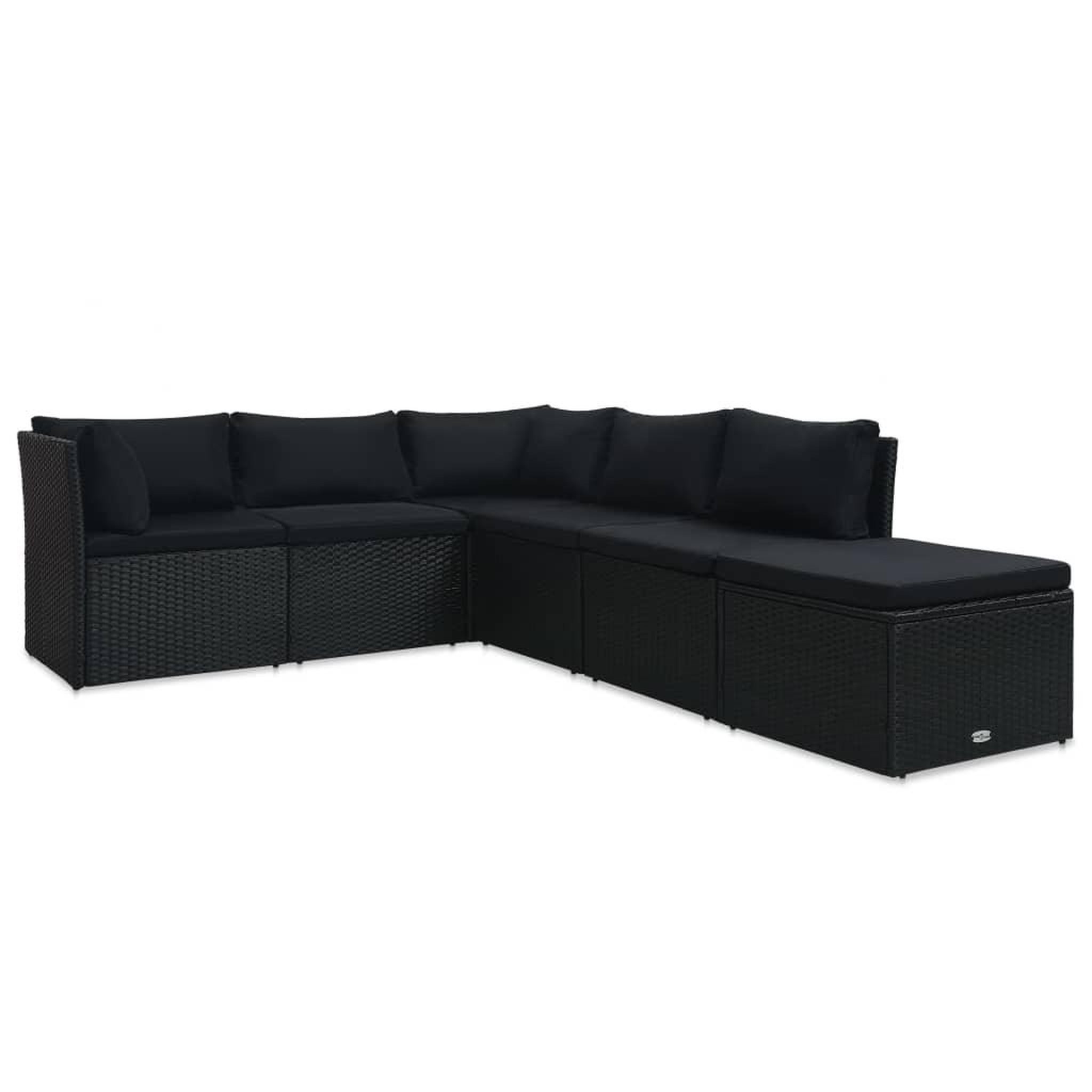 Voir la diapositive 2 : VIDAXL Salon de jardin 4 pcs avec coussins Resine tressee Noir