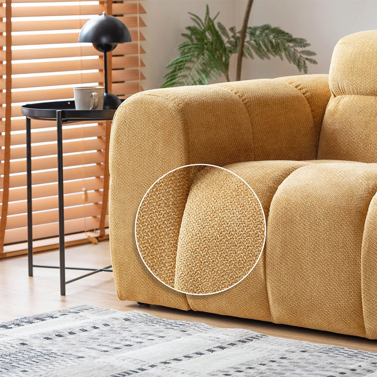 CONCEPT USINE Canapé d'angle 3-4 places nuage en velours moutarde SALFORD