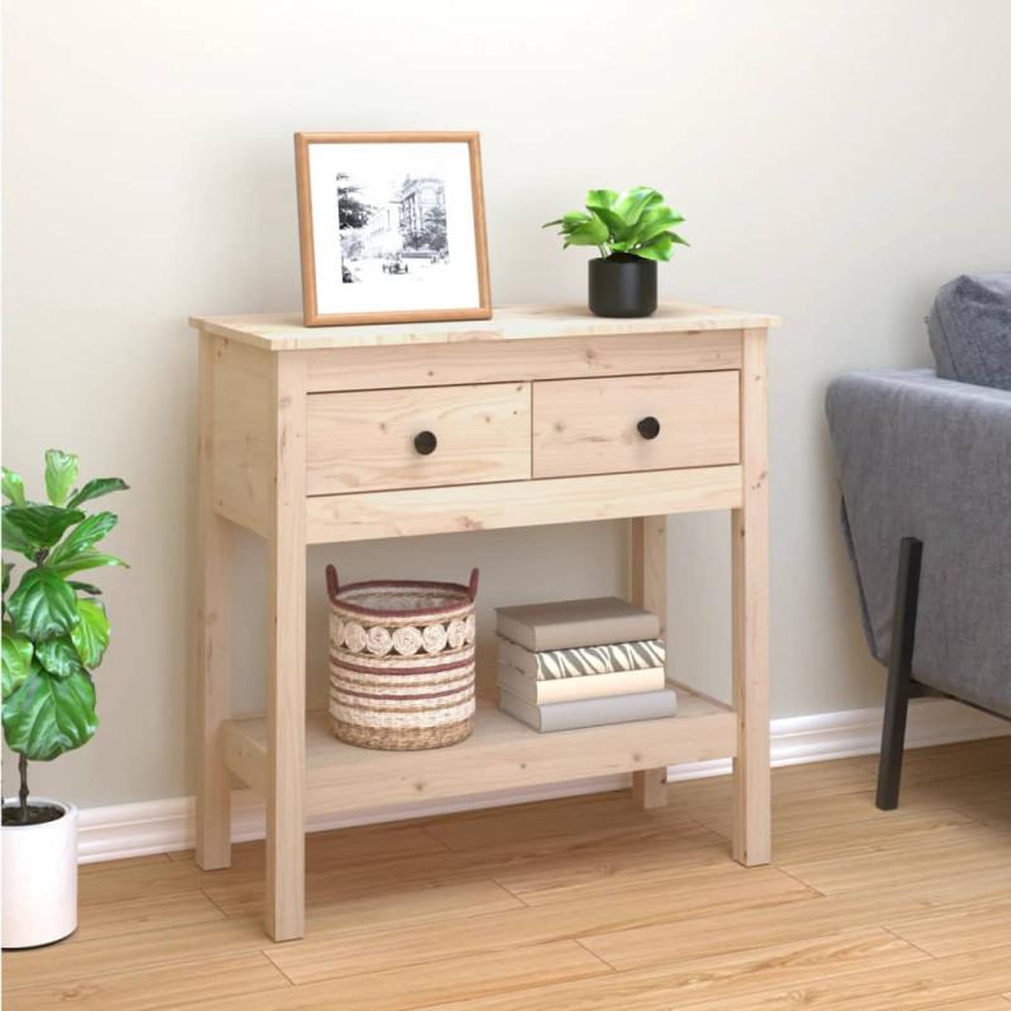 VIDAXL Table console 75x35x75 cm Bois massif de pin