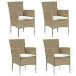 VIDAXL Chaises a manger de jardin lot de 4 Resine tressee Beige