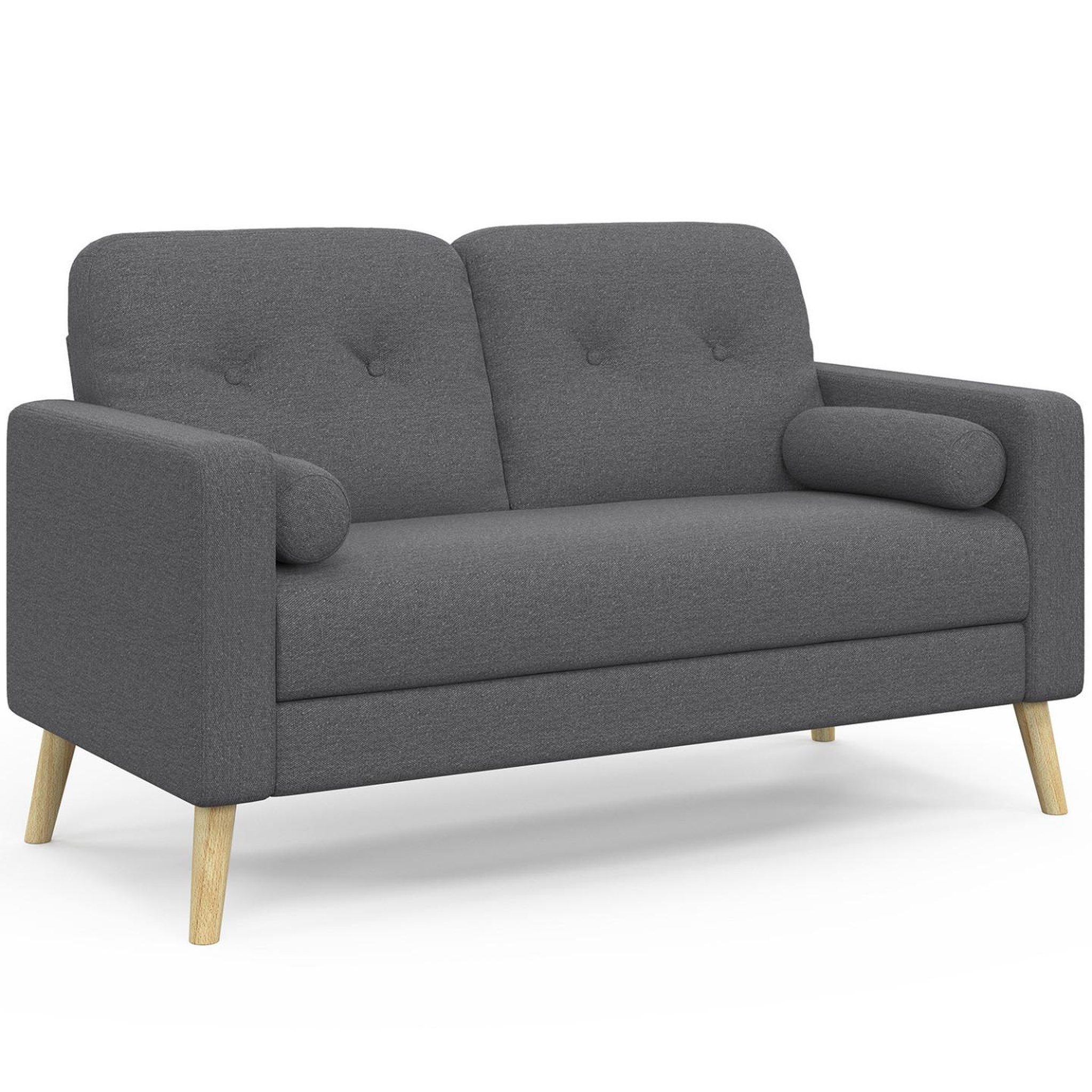 ID MARKET Canapé droit scandinave 2 places claire en tissu gris anthracite