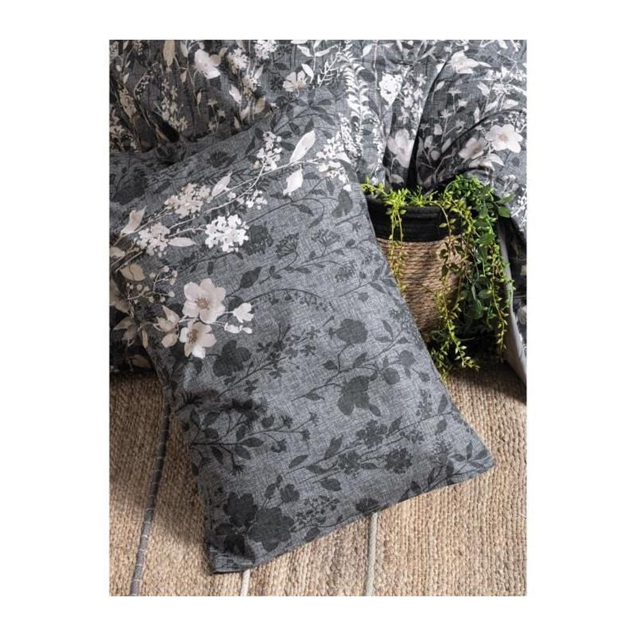 Voir la diapositive 3 : GENERIQUE Parure de lit - 129CTN64406 - 1 housse de couette 220 x 240 cm + 2 taies d'oreiller 60 x 60 cm - 100% coton ranforcé - Anthraci