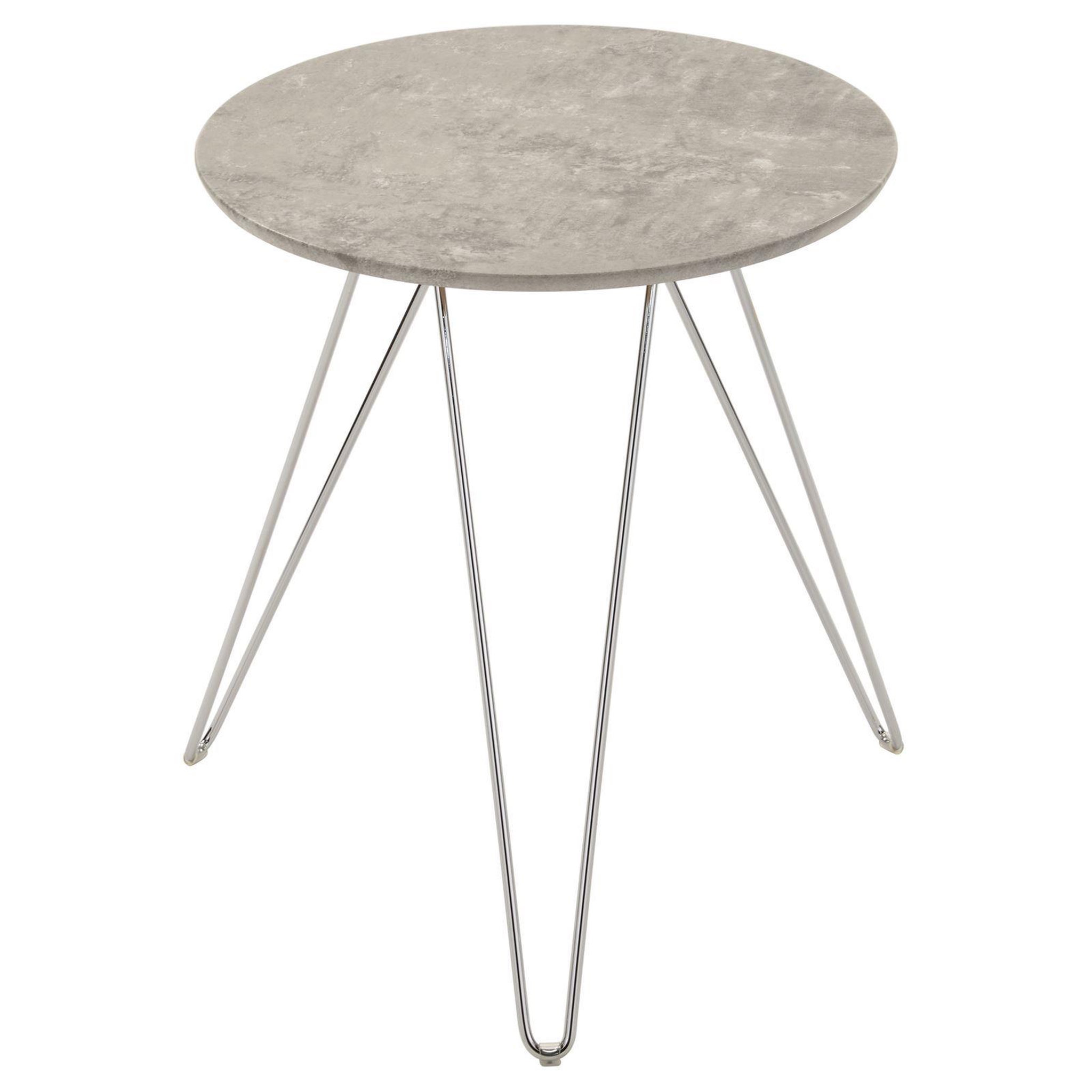 Voir la diapositive 1 : IDIMEX Table d'appoint BENNO, avec pieds en épingle métal chromé