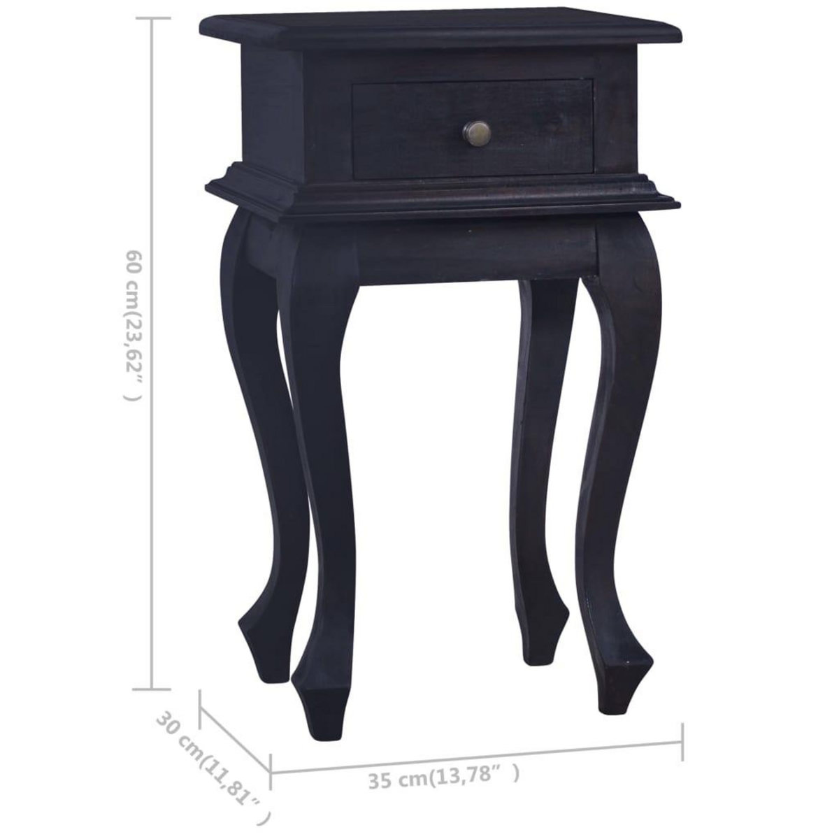 VIDAXL Table de chevet Cafe noir clair 35x30x60cm Bois d'acajou massif