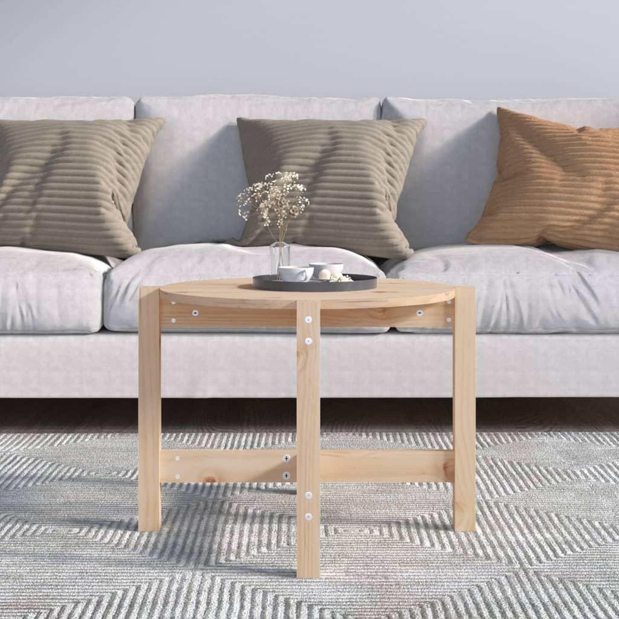Voir la diapositive 3 : VIDAXL Table basse Ø 62,5x45 cm Bois massif de pin