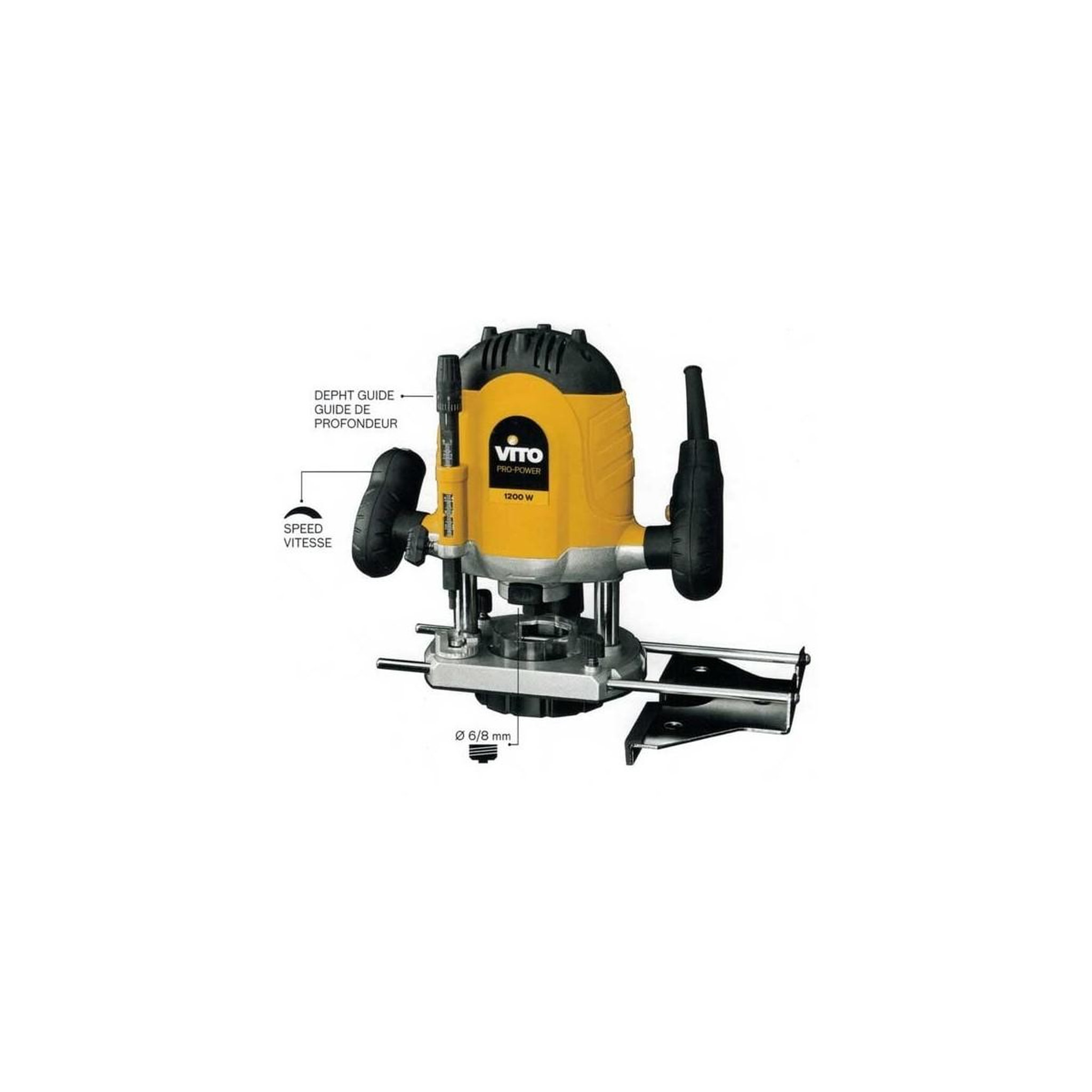 Voir la diapositive 3 : VITO Pro-Power Défonceuse Bois massifs Contreplaqués 1200W Epaisseur 6- 8 mm VITO
