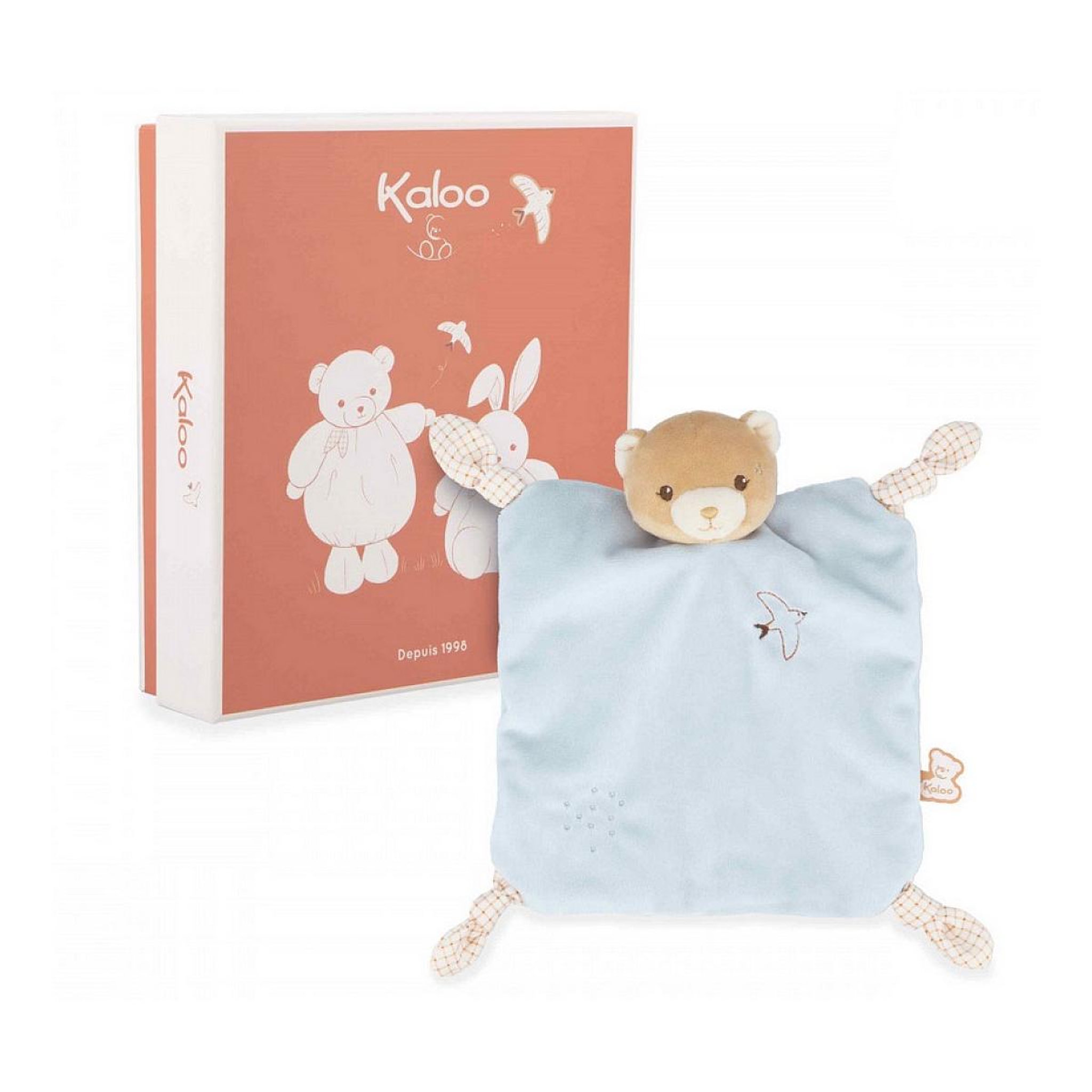 Kaloo Doudou plat Ours bleu avec boite