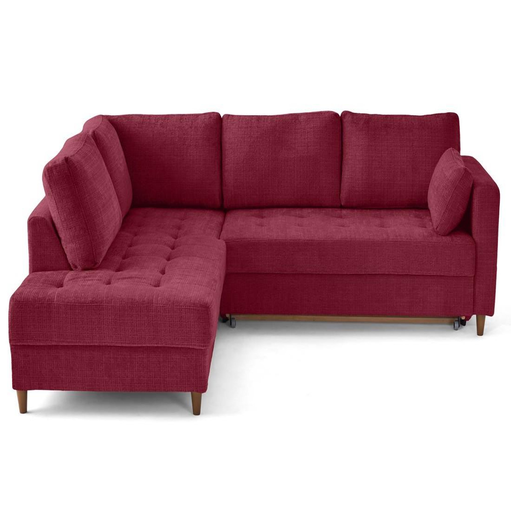 Voir la diapositive 1 : BEST MOBILIER Anna - canapé d'angle gauche 5 places convertible en velours texturé